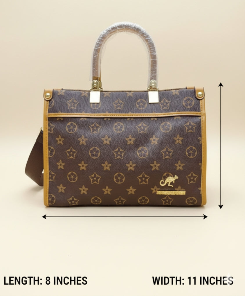Luxury Style Tote Bag with Kangaroo Logo and Top Handle